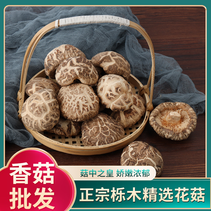 食用大花菇干货冬菇山里岗农家椴木剪脚厚香菇家用白花菇